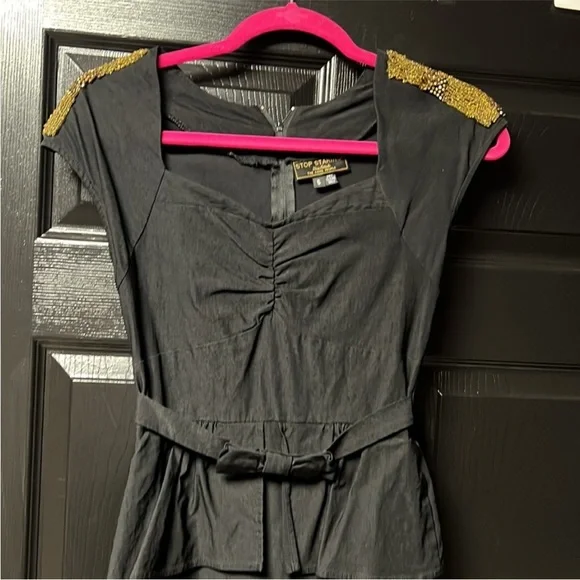 Stop Staring vintage inspired pinup retro Elegant Black Peplum Dress - Picture 4 of 15